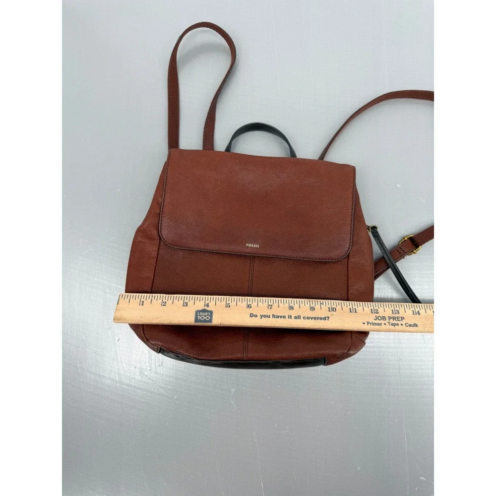 Fossil Camilla Small Cognac Brown Pebbled‎ Leather Backpack Handbag ZB7529